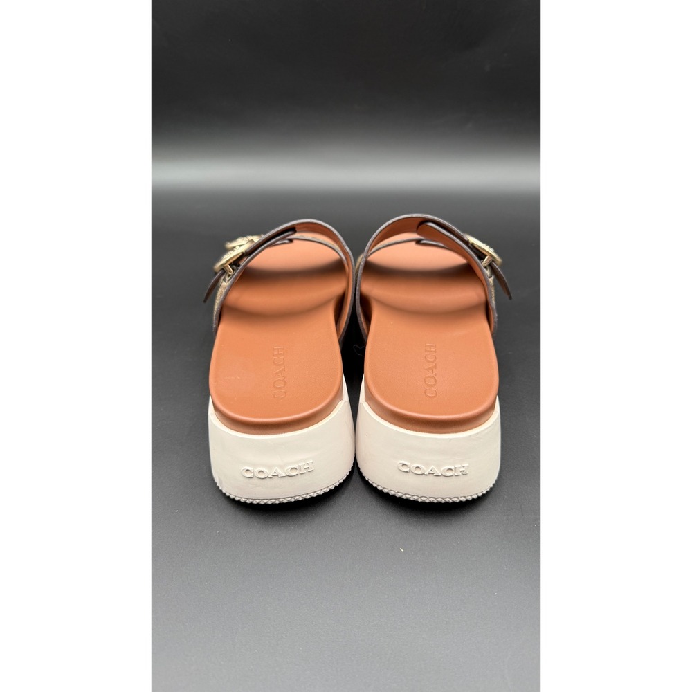 Coach Irene Signature Canvas Platform Slide Sandals Brown Tan G5137 Womens 8B - Picture 6 of 10